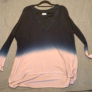 Oversized blue to grey ombré sweater